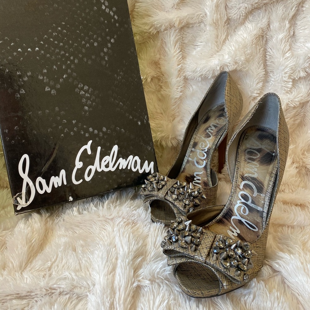 Like New Sam Edelman Spiked Leather Heels Sandals